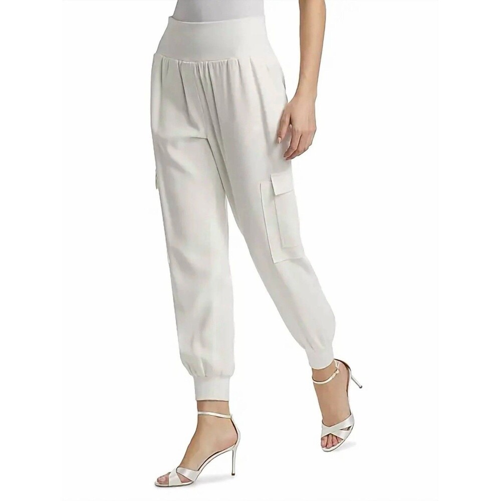 Cinq a Sept Giles Faux Leather Cargo Jogger Pants Dune White Ivory